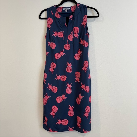 Sunsets & Sweet Tea Sheath Dress Pineapple Beach Resort Vacation Nylon S - Picture 1 of 6